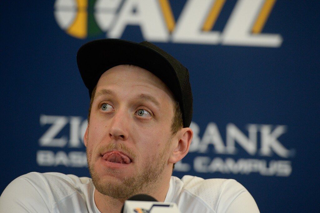 (Francisco Kjolseth  |  The Salt Lake Tribune)  Utah Jazz      forward Joe Ingles speaks with the media during exit interviews at the team's practice facility in Salt Lake City Wednesday, May 8, 2018, after losing to the Houston Rockets in Game 5 of their Western Conference Semifinals during the 2018 NBA Playoffs.