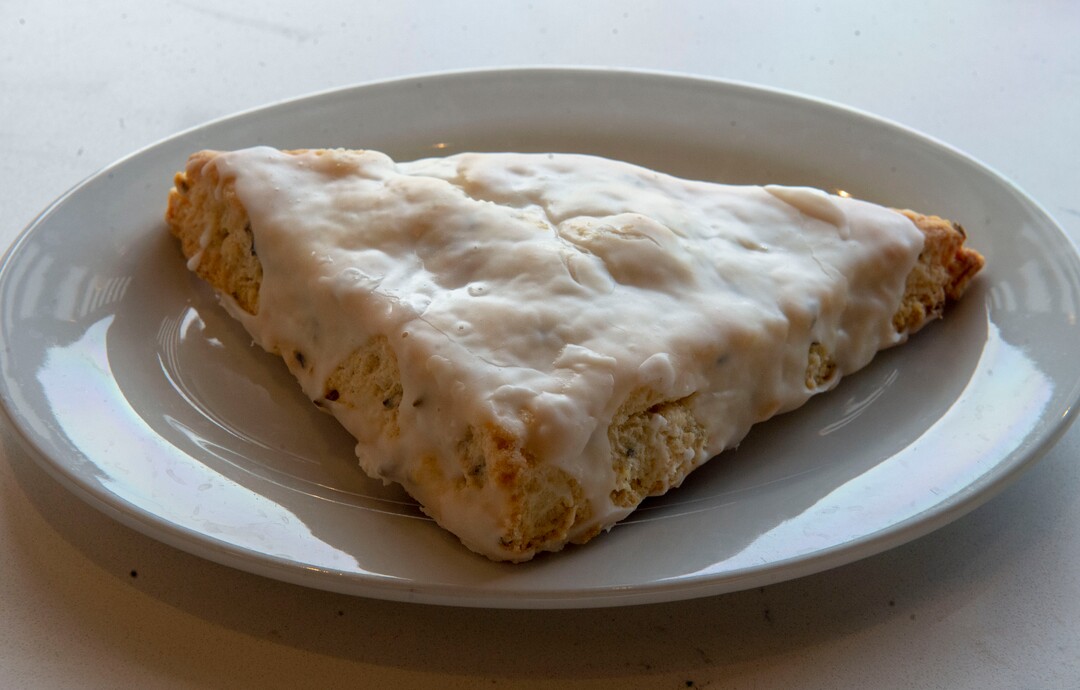 (Rick Egan  |  The Salt Lake Tribune)       Lavender and Lemon Scone at Stratford Proper Cafe & Bistro. Tuesday, April 16, 2019.