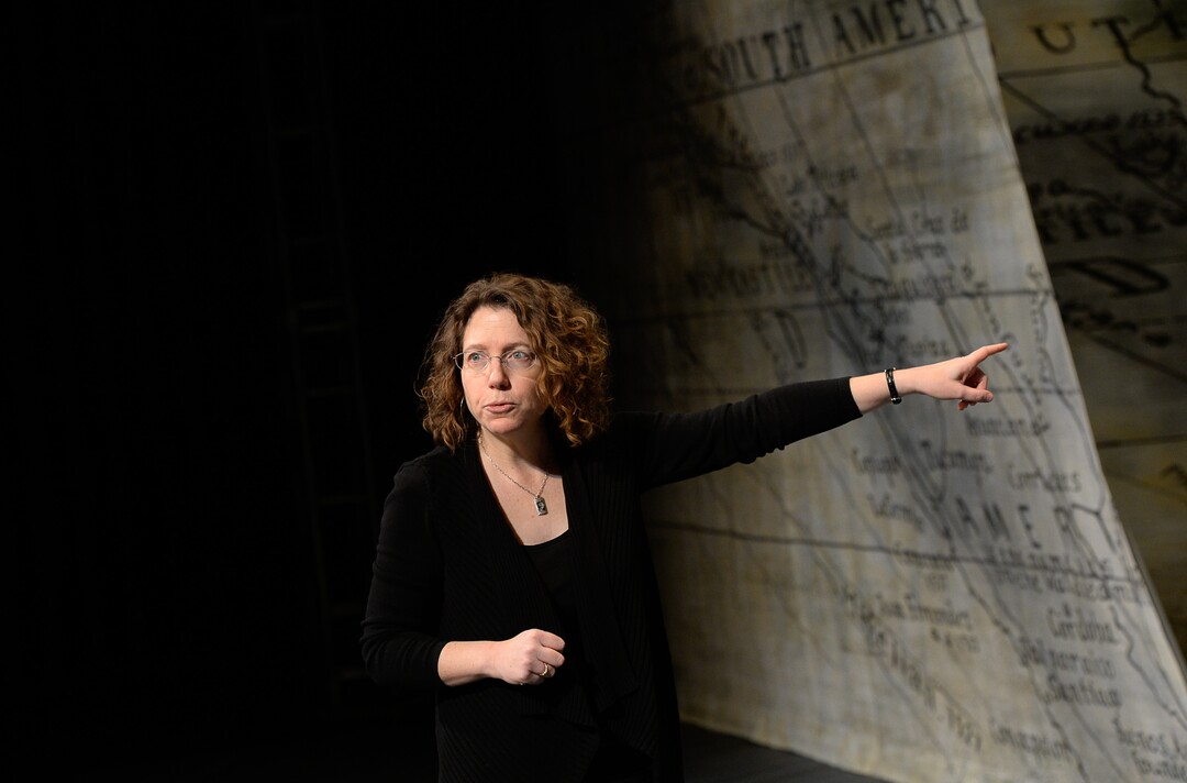 (Francisco Kjolseth  |  The Salt Lake Tribune)  Kristine McIntyre, the director of Utah Opera's upcoming "Moby-Dick," is a huge Melville nerd who has read the book seven times since Utah Opera hired her for the gig. Recently some of the cast was on set as McIntyre directed them through staged scenes for the company's upcoming 21st-century opera by Jake Heggie based on the classic novel by Herman Melville.