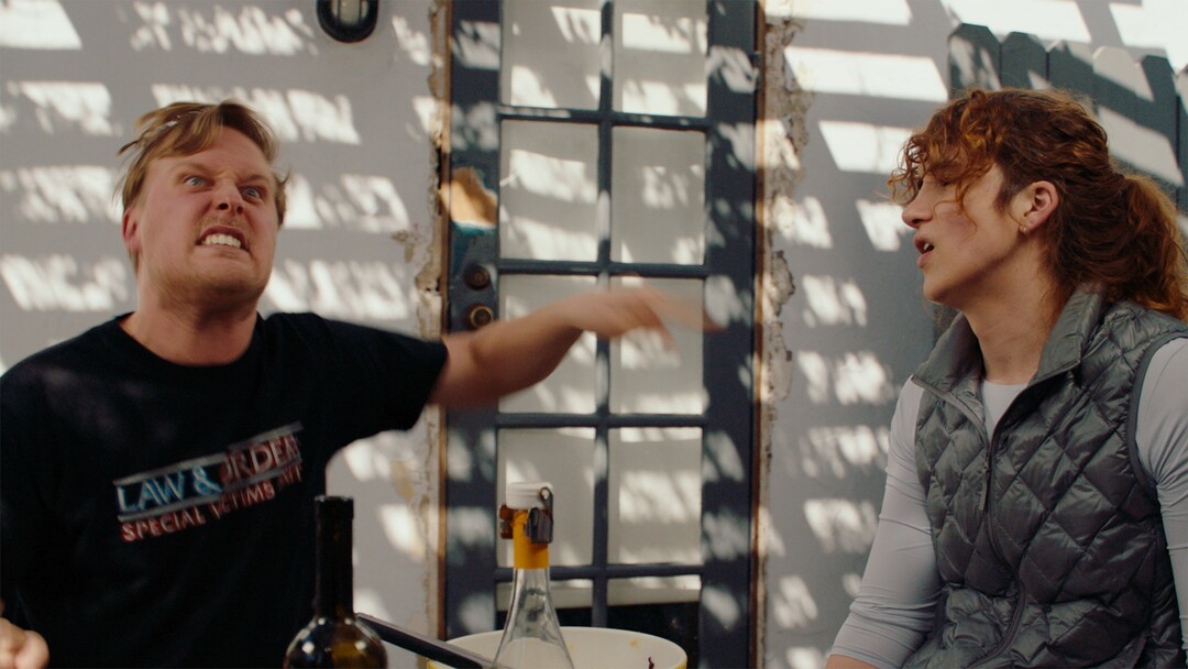 (Arlene Muller  |  Sundance Institute) Theda Hammel, right, and John Early appear in "My Trip to Spain," directed by Theda Hammel, an official selection of the Indie Episodic Pilot Showcase at the 2022 Sundance Film Festival.