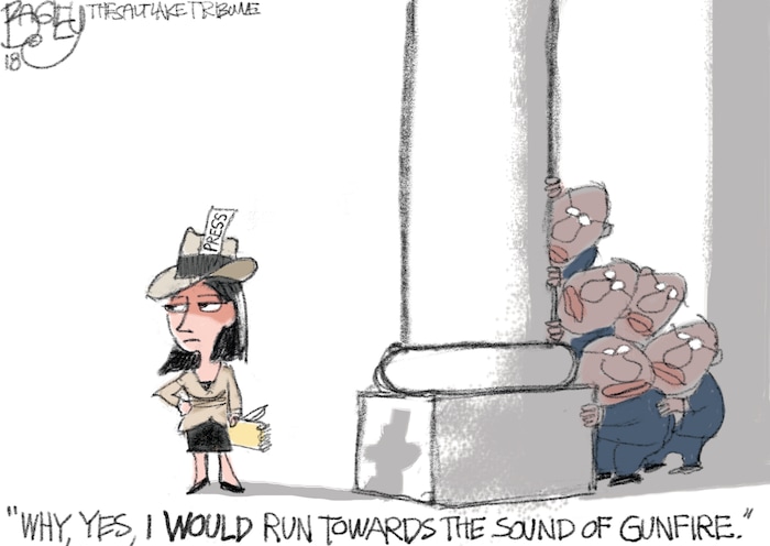 This Pat Bagley cartoon appears in The Salt Lake Tribune on Tuesday, Feb. 27, 2018.
