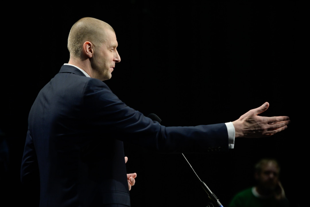 (Francisco Kjolseth  |  The Salt Lake Tribune)  BYU announces Mark Pope as its new head basketball coach during a press event at the BYU broadcasting building on Wed. April 10, 2019.