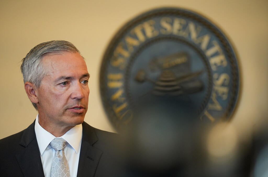 (Chris Samuels | The Salt Lake Tribune) Sen. Dan McCay, R-Riverton, in 2024. McCay announced Wednesday that he will not seek reelection if his wife, Tawnee McCay, is elected Riverton mayor.