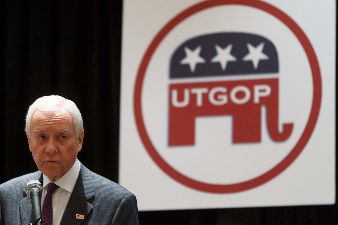 (Trent Nelson | The Salt Lake Tribune) Sen. Orrin Hatch speaks to the Utah delegation at a breakfast honoring him ("Omelets with Orrin") at the Hilton Hotel in Tampa, Florida, Monday, Aug. 27, 2012, a day ahead of the Republican National Convention.