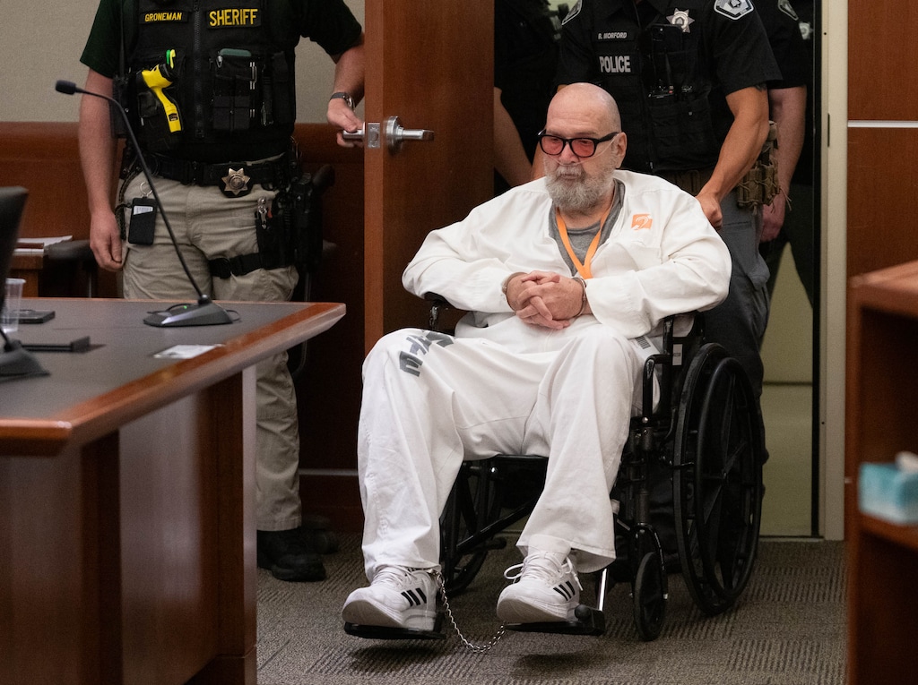 (Francisco Kjolseth  | The Salt Lake Tribune) Ralph Menzies is wheeled into a West Jordan courtroom on July 9, 2025, just before 3rd District Judge Matthew Bates signed a death warrant ordering that the inmate be executed by firing squad in September.