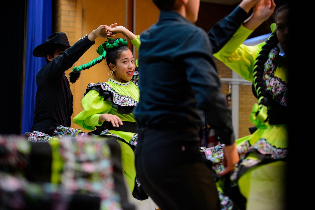 (Trent Nelson  |  The Salt Lake Tribune)  Dancers from Ballet Folklorico perform at Hillsdale Elementary on Tuesday April 30, 2019. The West Valley School celebrated Children's Day, a national observance in Mexico.