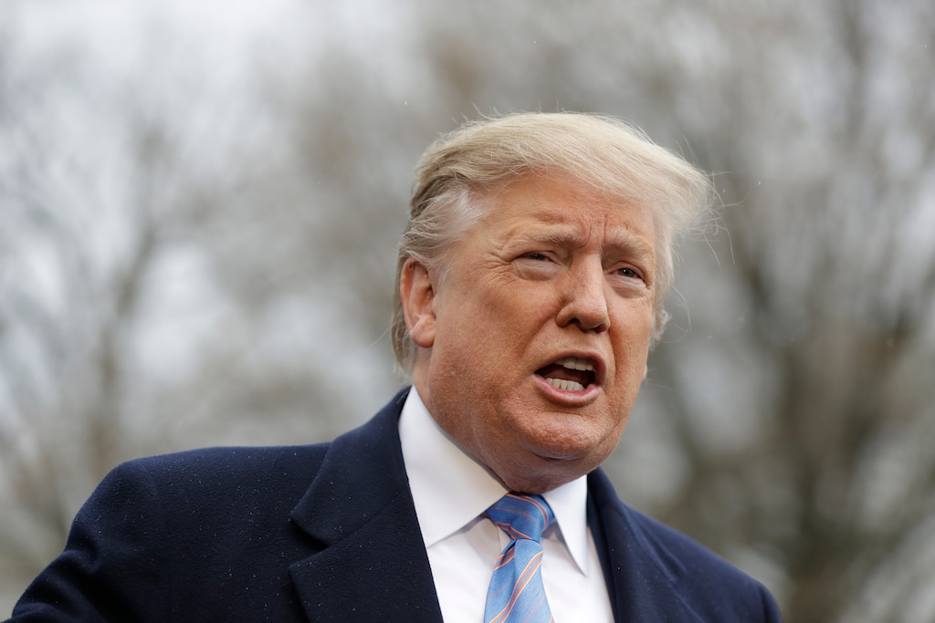 (Evan Vucci | AP file photo) President Donald Trump speaks with reporters before boarding Marine One on the South Lawn of the White House, in Washington, on April 5. A federal appeals court said Thursday, June 20, 2019 that new Trump administration rules imposing additional hurdles for women seeking abortions can take effect while the government appeals decisions that blocked them.