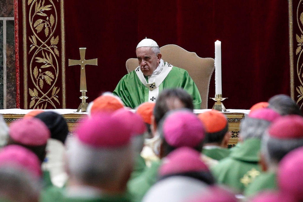 (Giuseppe Lami/Pool Photo via AP) Pope Francis celebrates Mass at the Vatican, Sunday, Feb. 24, 2019.