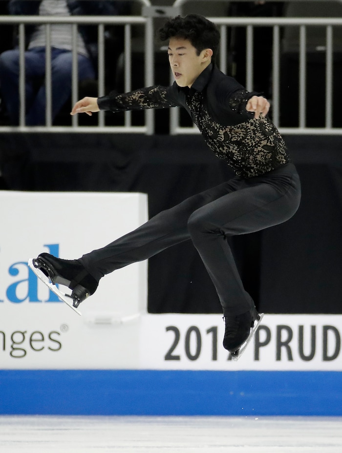 Nathan Chen performs during the men's short program at the U.S. Figure Skating Championships on Friday, Jan. 20, 2017, in Kansas City, Mo. (AP Photo/Charlie Riedel)