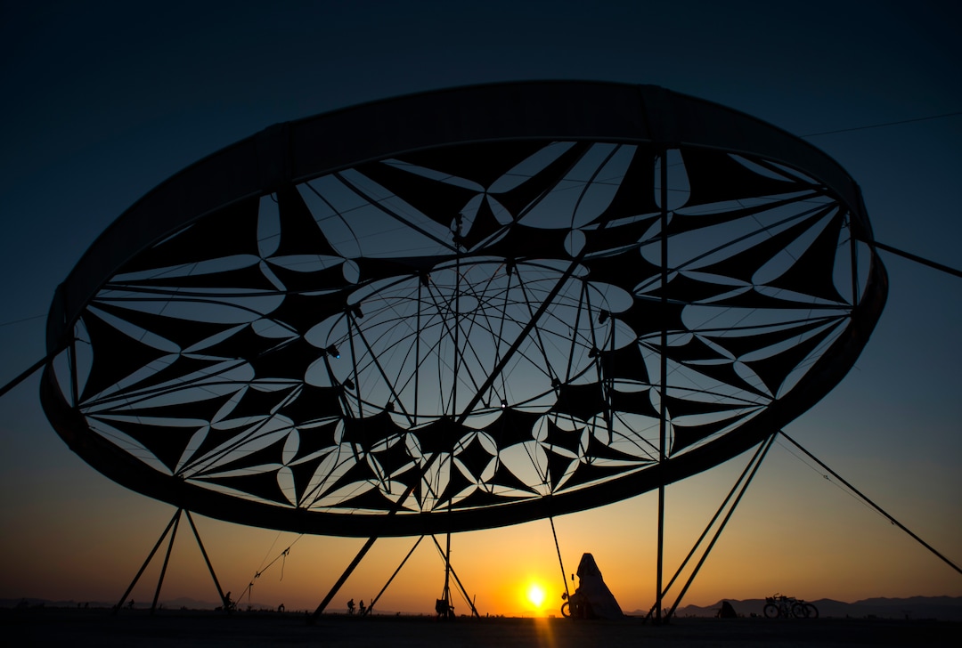 (Rick Egan  |  The Salt Lake Tribune)   "In Case We Miss Each Other" an art installation by Ilya Barannikov, Soul Oceans at sunrise at Burning Man, Saturday, September 1, 2018.