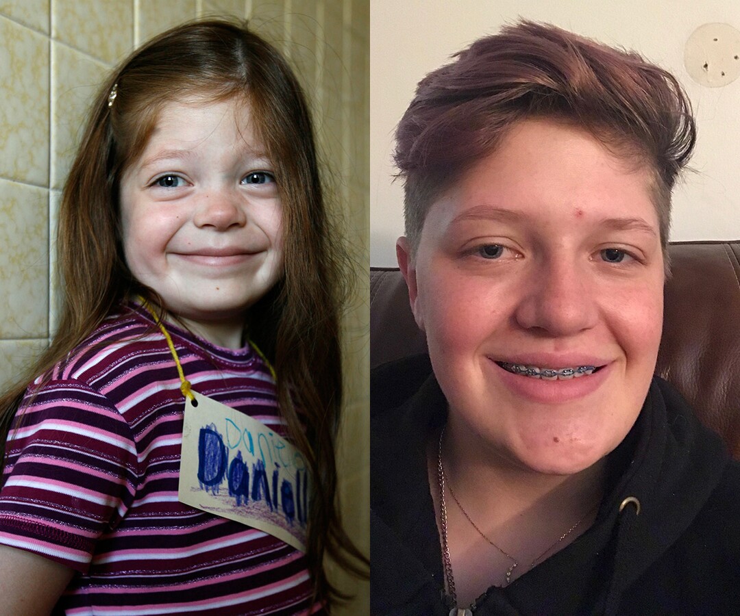 Danielle Lerdahl as a first grader at Orchard Elementary School in West Valley in 2007 and today.