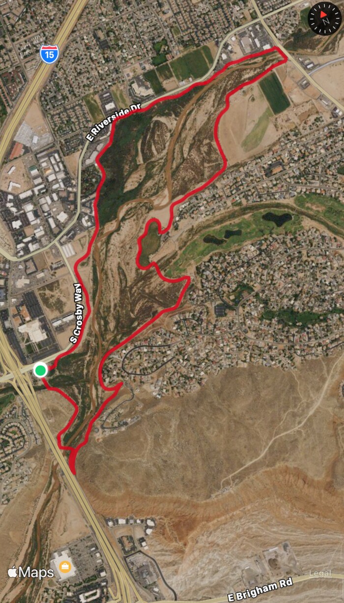 MapMyRide data from a bike ride that Salt Lake Tribune reporter Kaitlyn Bancroft took on the Mayor's Loop trail in St. George, Utah.
