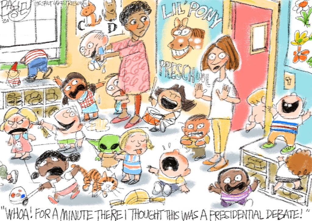 (Pat Bagley | The Salt Lake Tribune) This cartoon, titled "Thunderdome Debate," appears in The Salt Lake Tribune on Thursday, Oct. 1, 2020.