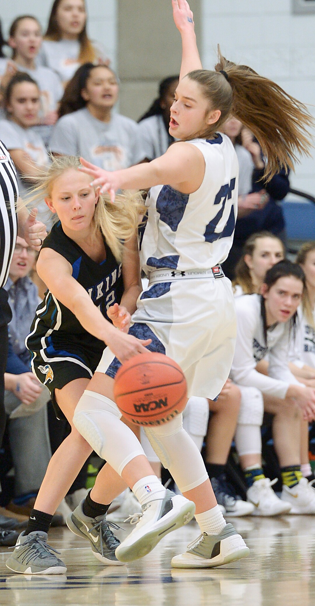 (Leah Hogsten  |  The Salt Lake Tribune)   Copper Hills High School girls' basketball team defeated Pleasant Grove High School 66-25 during their Class 6A girls' basketball playoff opener at Salt Lake Community College Tuesday, Feb. 20, 2018. 