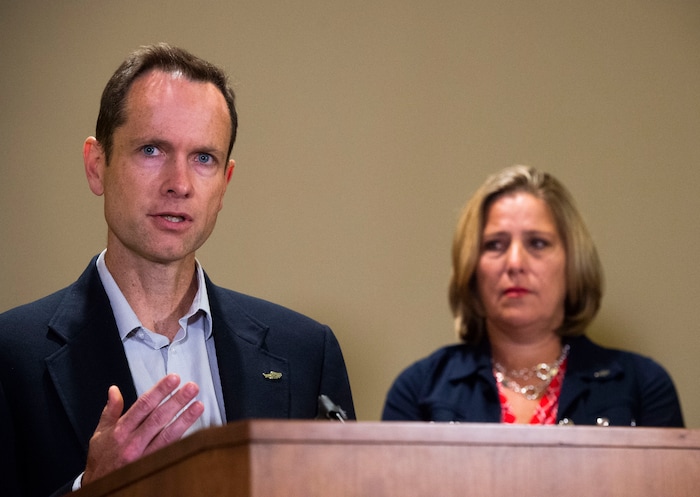 (Rick Egan | The Salt Lake Tribune) Matt McCluskey left, and wife Jill speak at a news conference Thursday, June 27, 2019, following the filing of a lawsuit against the University of Utah for $56 million, alleging campus police could have done more to prevent the murder of their daughter Lauren. The McCluskey's came in fifth in The Salt Lake Tribune's Utahn of the Year readers' poll.