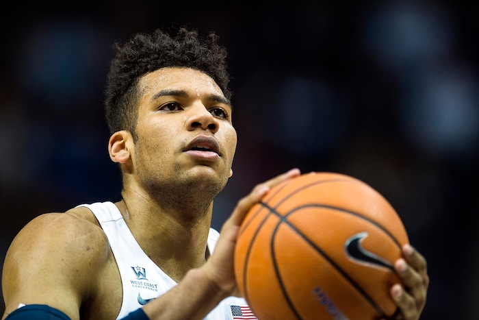 (Chris Detrick  |  The Salt Lake Tribune)  Brigham Young Cougars guard Elijah Bryant (3) shoots a free throw during the game at the Marriott Center Thursday, December 21, 2017.  
