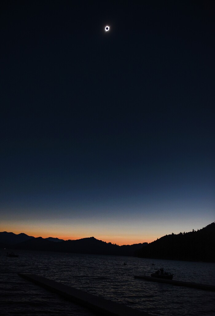 (Francisco Kjolseth  |  The Salt Lake Tribune)  The moon completely obscures the sun for nearly a minute and a half above Palisades Reservoir, Idaho, on Monday, August 21, 2017.