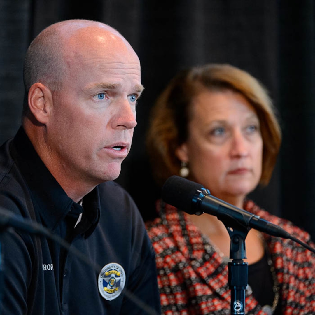 (Trent Nelson | The Salt Lake Tribune)  University of Utah Police Chief Dale Brophy and President Ruth Watkins at a press conference regarding the killing of University of Utah student athlete Lauren McCluskey, in Salt Lake City, Thursday Oct. 25, 2018.