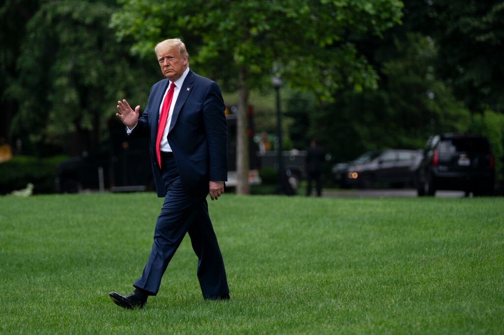 (Evan Vucci | AP file photo)  President Donald Trump walks to board Marine One on the South Lawn of the White House, Friday, June 5, 2020, in Washington.