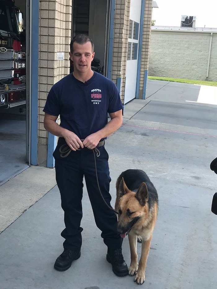 (Photo courtesy of Draper City Fire Department) A Utah firefighter whose department is still reeling from the death of one of their own during California’s largest wildfire is starting a new chapter with a dog he found near the same fire.