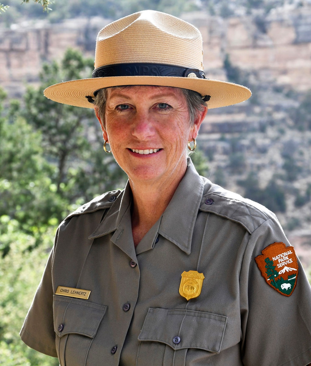 This May 19, 2018, photo released by the National Park Service shows Grand Canyon Superintendent, Christine Lehnertz at the Grand Canyon National Park, Ariz. A U.S. investigation at Grand Canyon National Park has ended with the exoneration of the park's superintendent and an announcement that she'll return to work soon. Lehnertz was reassigned in Oct. 2018, while investigators from the Interior Department's Office of Inspector General looked into undisclosed allegations against her. Deputy Director P. Daniel Smith said the allegations were "wholly unfounded" and Lehnertz has demonstrated a commitment to building a respectful workplace. (Michael Quinn/National Park Service via AP)