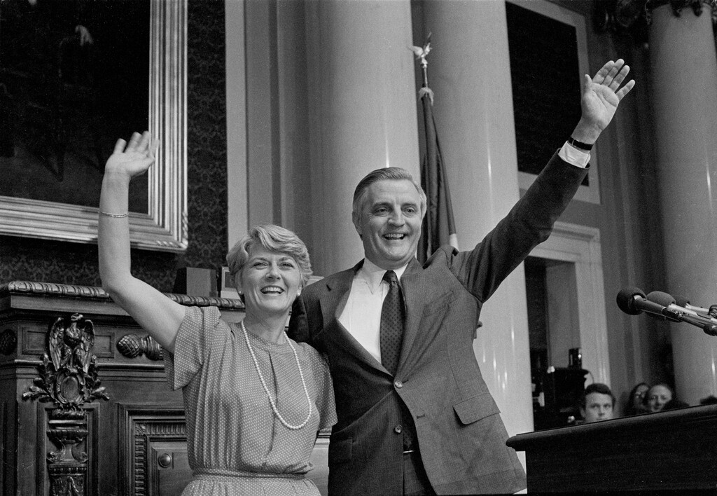 (Sara Krulwich | The New York Times)

Rep. Geraldine Ferraro (D-N.Y.) with Walter Mondale after announcing that he had chosen her as his vice presidential running mate, at the State Capitol in St. Paul, Minn., on July 14, 1984. "Even after the #MeToo revolution, even with women deciding this election, have the undercurrents of sexism in America changed so much?" writes Maureen Dowd.