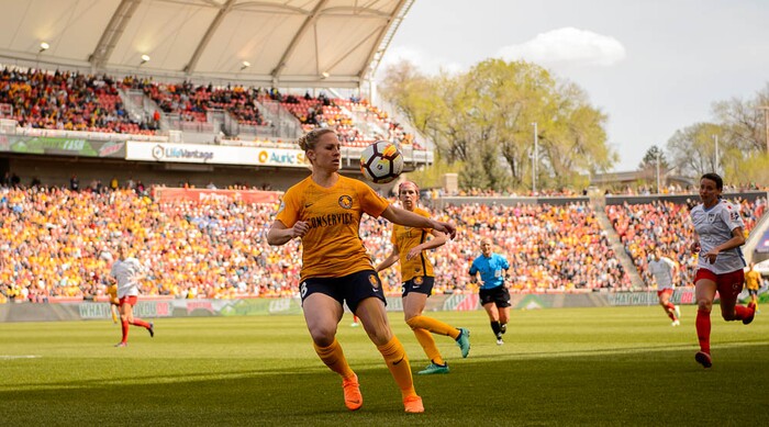 (Trent Nelson | The Salt Lake Tribune)  
Utah Royals FC hosts the Chicago Red Stars, at Rio Tinto Stadium in Sandy, Saturday April 14, 2018. Utah Royals FC forward Amy Rodriguez (8).