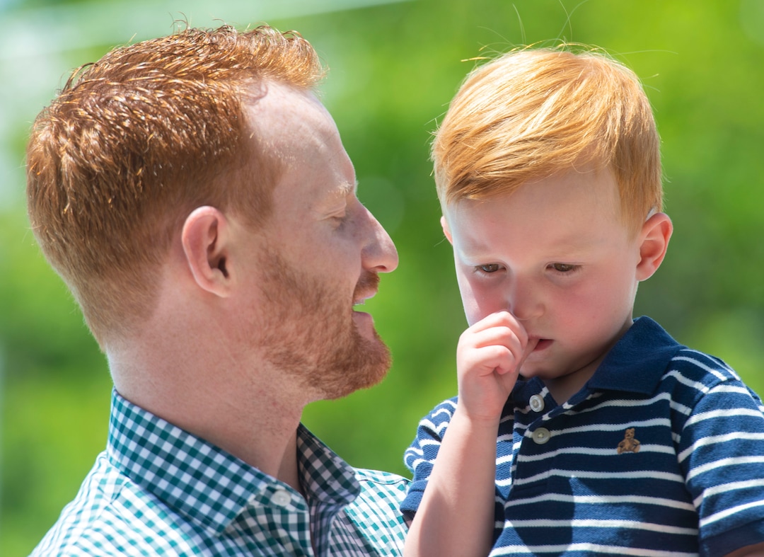 (Rick Egan  |  The Salt Lake Tribune)    Todd Miles holds his 3-year-old son Nathan Miles, who nearly died in an accidental drowning incident in his grandmotherÕs pool, during a news conference at the Jewish Community Center  to promote summer water safety, Friday May 31, 2019