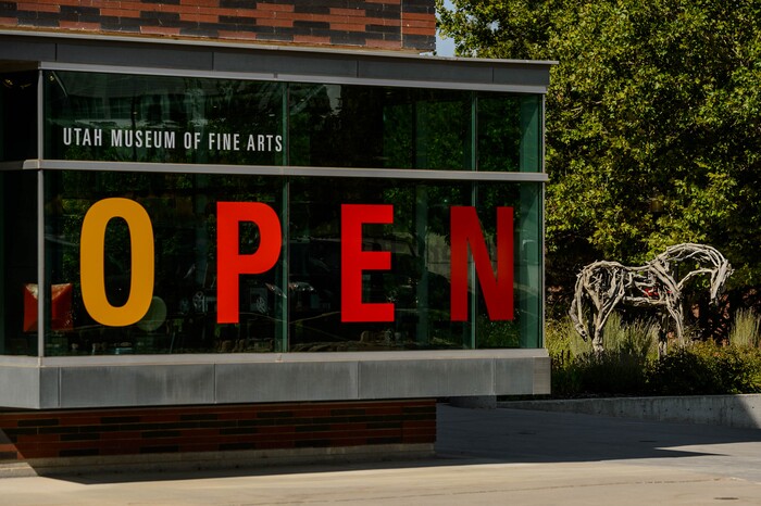 (Trent Nelson  |  The Salt Lake Tribune) Utah Museum of Fine Arts in Salt Lake City is open for the first time in five months, with new COVID-19 restrictions in place, on Wednesday, Aug. 26, 2020. At right is Deborah Butterfield's 2003 bronze, Rex.