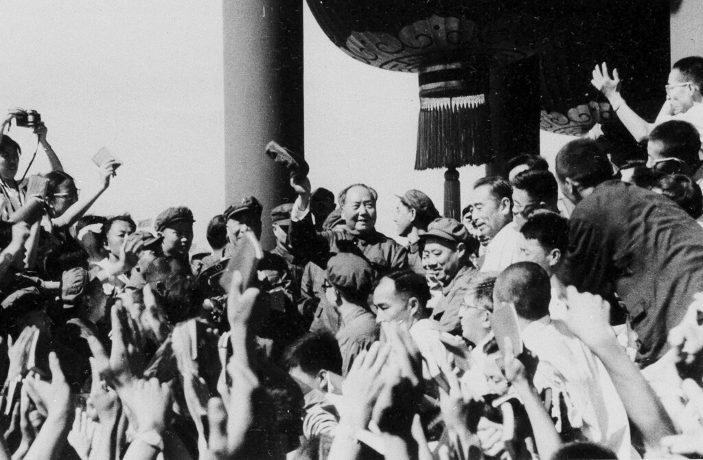 In this August 1966, AP file photo, Chinese leader Mao Zedong meets with representatives of the revolutionary teachers and students from Peking and other parts of the country. Mao launches the decade-long Cultural Revolution to reassert his authority. Schools are shut, youthful Red Guards attack political enemies and intellectuals are persecuted or driven to suicide.