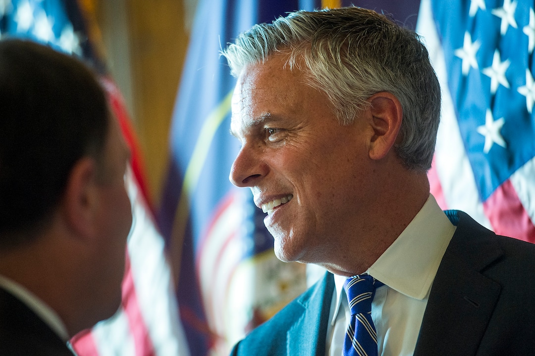 (Chris Detrick  |  The Salt Lake Tribune)  Jon M. Huntsman, Jr., U.S. Ambassador to Russia, during an Ambassadorial Swearing in Ceremony at the Utah Capitol Saturday, October 7, 2017. 