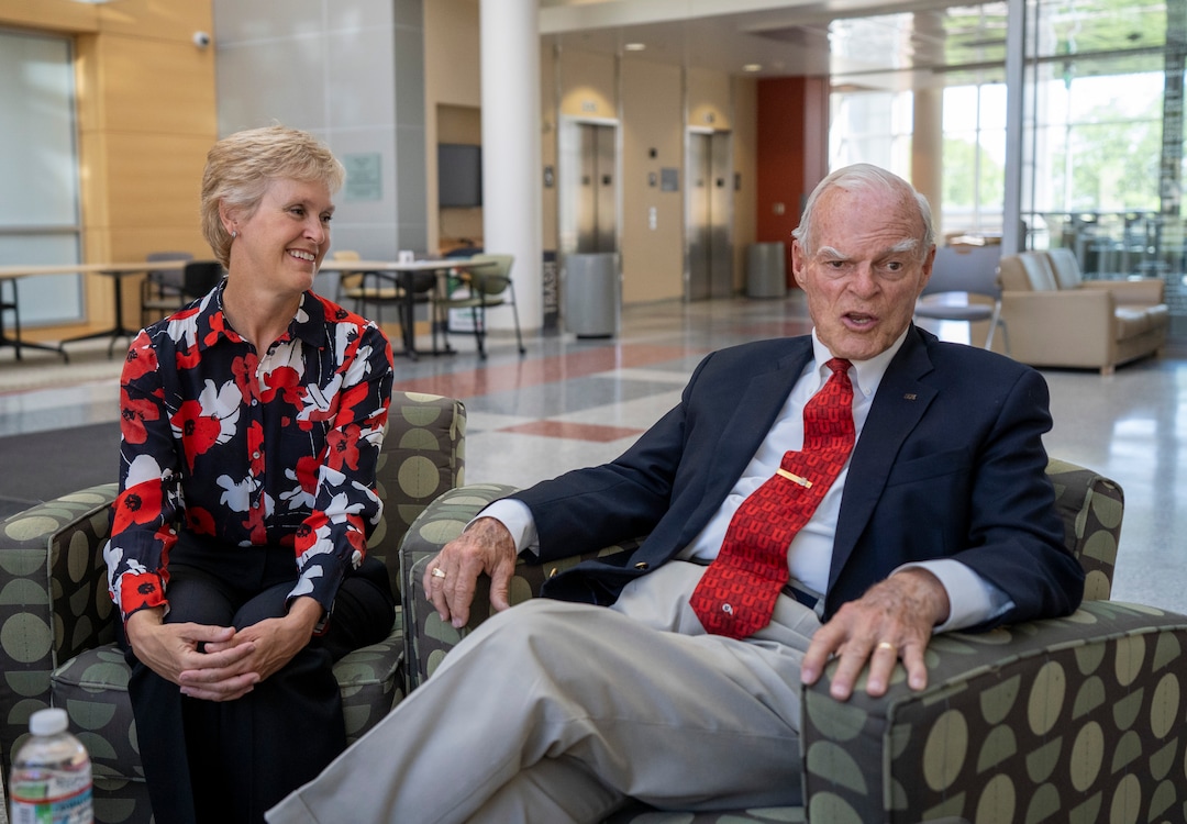 (Rick Egan | The Salt Lake Tribune) Katie Eccles listen as her dad, Spence Eccles, talks about the Eccles family donation to the University of Utah Medical School, on Tuesday, June 8, 2021.