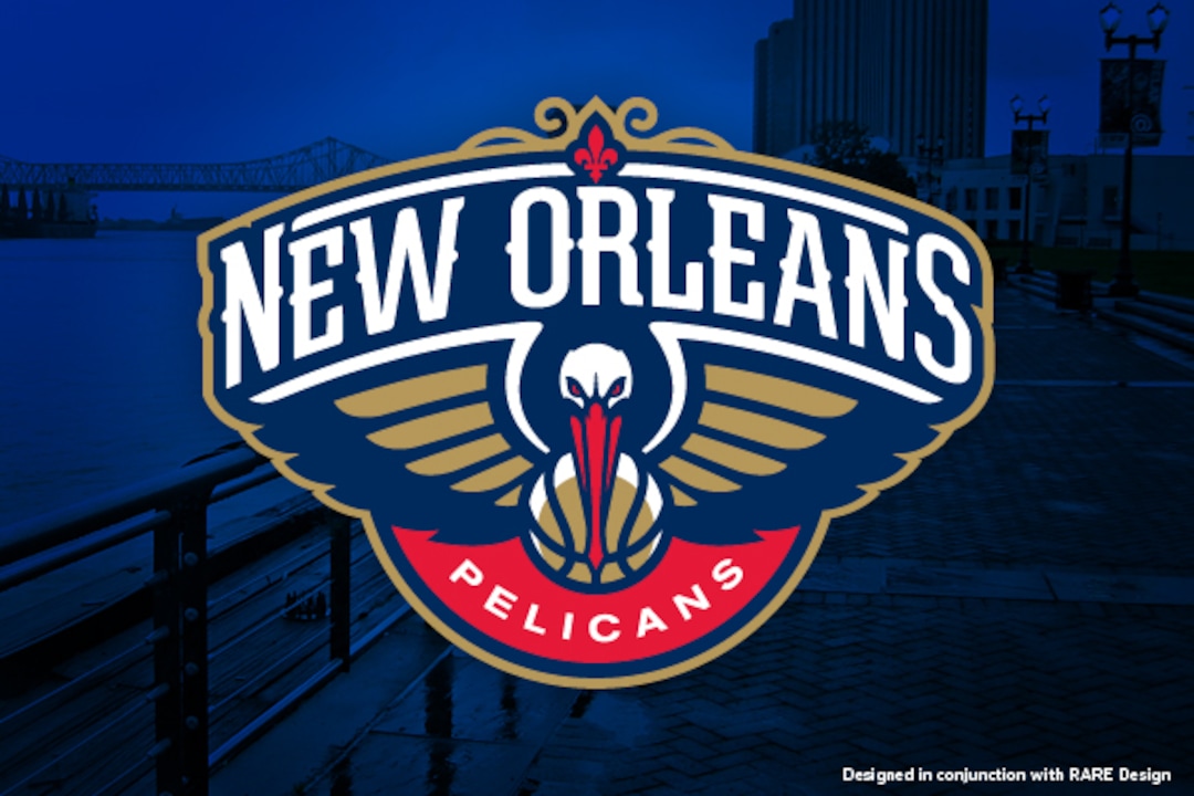 The New Orleans Pelicans logo upon that franchise's rebranding, designed by RARE Design in conjunction with Ben Barnes