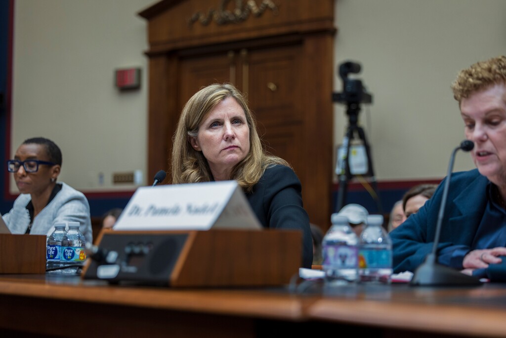 Liz Magill, president of the University of Pennsylvania, testifies at a House hearing regarding antisemitism in schools, on Capitol Hill on Tuesday, Dec. 5, 2023. Following months of intense pressure from Jewish students, alumni and donors, who claimed that she had not taken their concerns about antisemitism on campus seriously, Magill resigned on Dec. 9, 2023. (Tom Brenner/The New York Times)