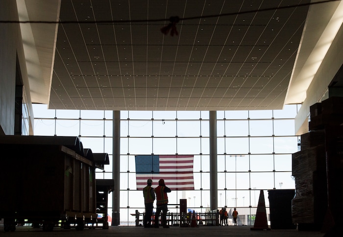 (Rick Egan  |  The Salt Lake Tribune)       A view from the new Airport Plaza. In less than a year the Salt Lake City Department of Airports will open the first phase of the new Salt Lake International Airport, Monday, Sept. 23, 2019.