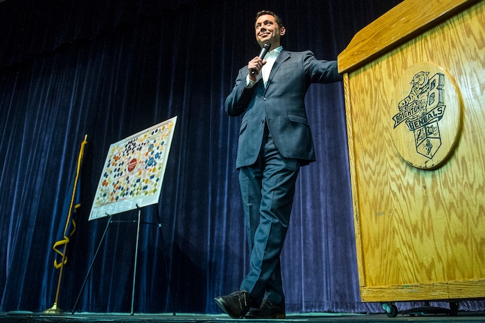 Chris Detrick  |  The Salt Lake Tribune
U.S. Rep. Jason Chaffetz, R-Utah, listens during the town-hall meeting in Brighton High School Thursday February 9, 2017. 