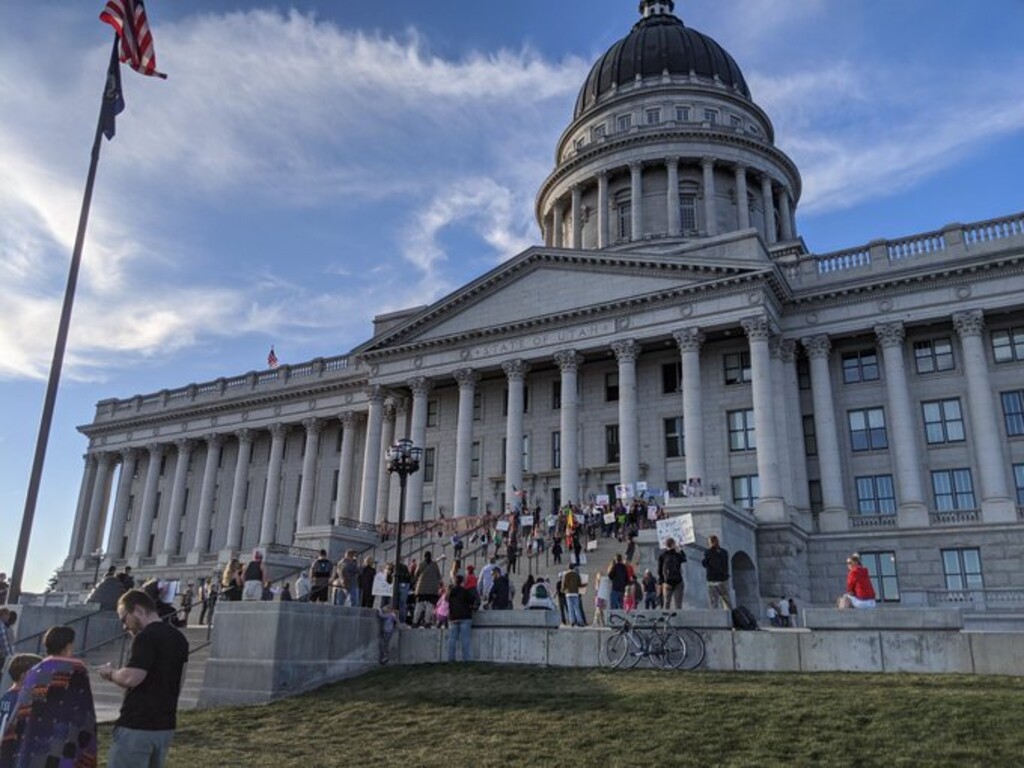 (Paighten Harkins  |  The Salt Lake Tribune) The Utah State Capitol building, April 18, 2020.