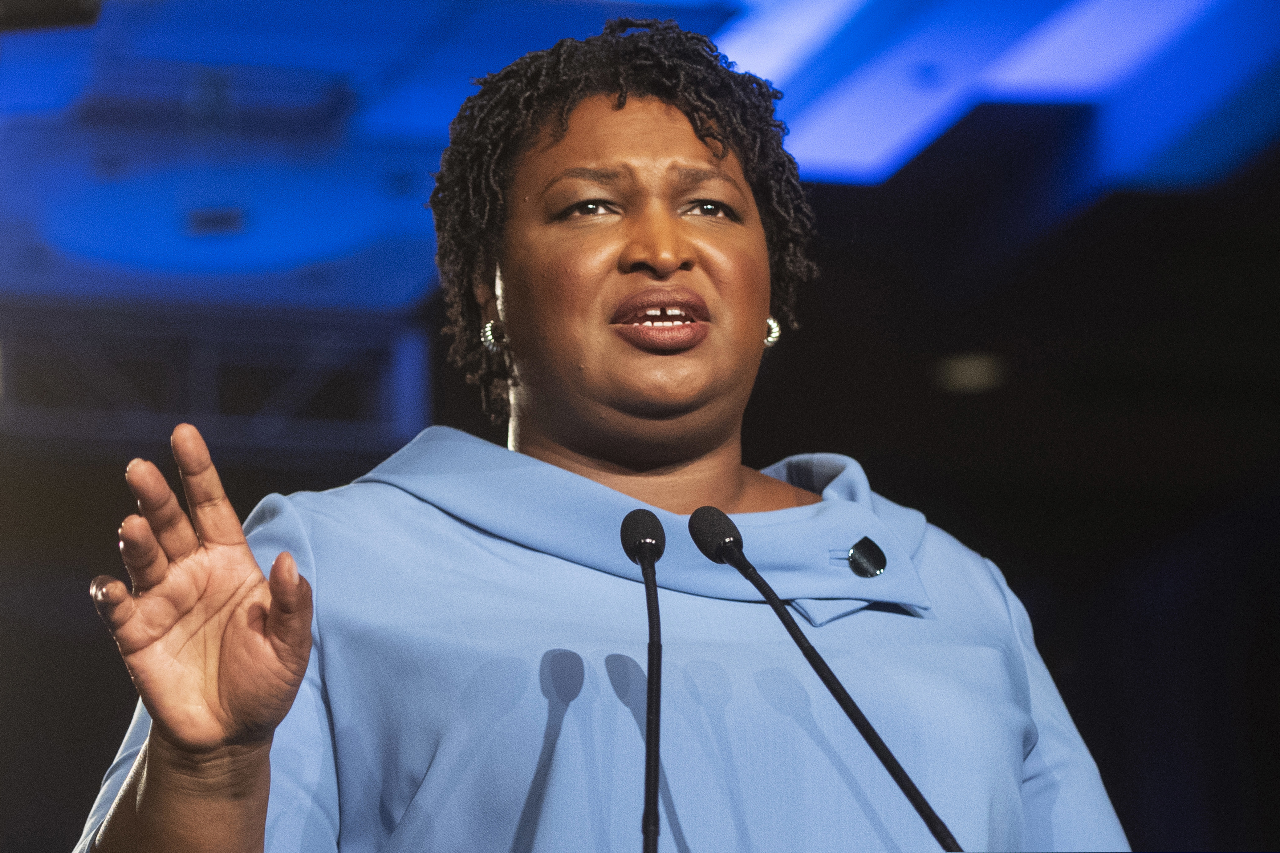 (AP Photo/John Amis, File) In this Nov. 6, 2018 file photo, Georgia Democratic gubernatorial candidate Stacey Abrams addresses supporters during an election night watch party in Atlanta. Senate Democratic Leader Charles Schumer says Abrams will deliver the Democratic response to President Donald Trump’s State of the Union address.