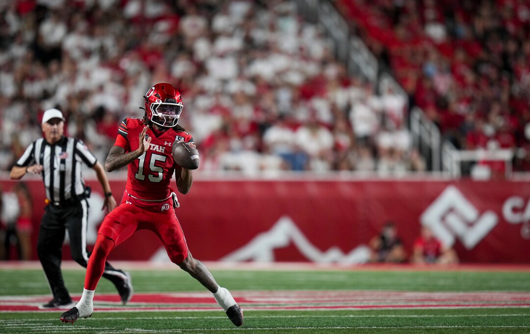 (Bethany Baker  |  The Salt Lake Tribune) Utah Utes quarterback Byrd Ficklin (15) prepares to throw the ball during the second half of the game between the Utah Utes and the Idaho Vandals at Rice-Eccles Stadium in Salt Lake City on Thursday, Sept. 3, 2026.