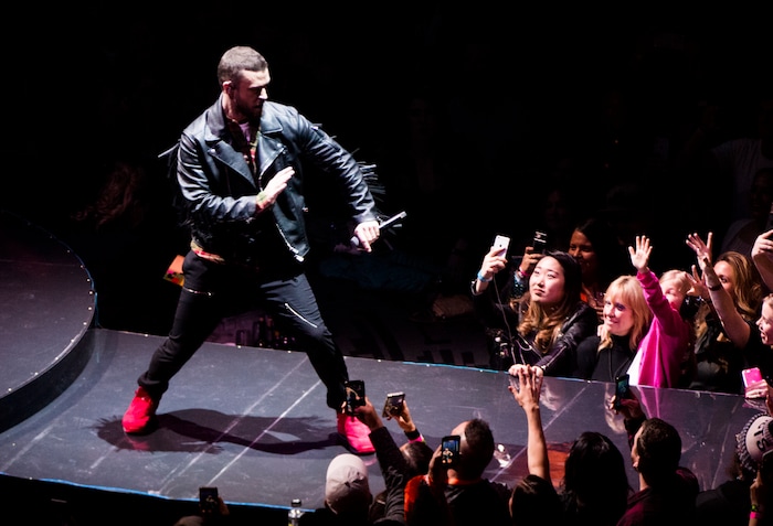 (Rick Egan  |  The Salt Lake Tribune)   Justin Timberlake performs at Vivint Smarthome Arena in Salt Lake City, Thursday, April 12, 2018.