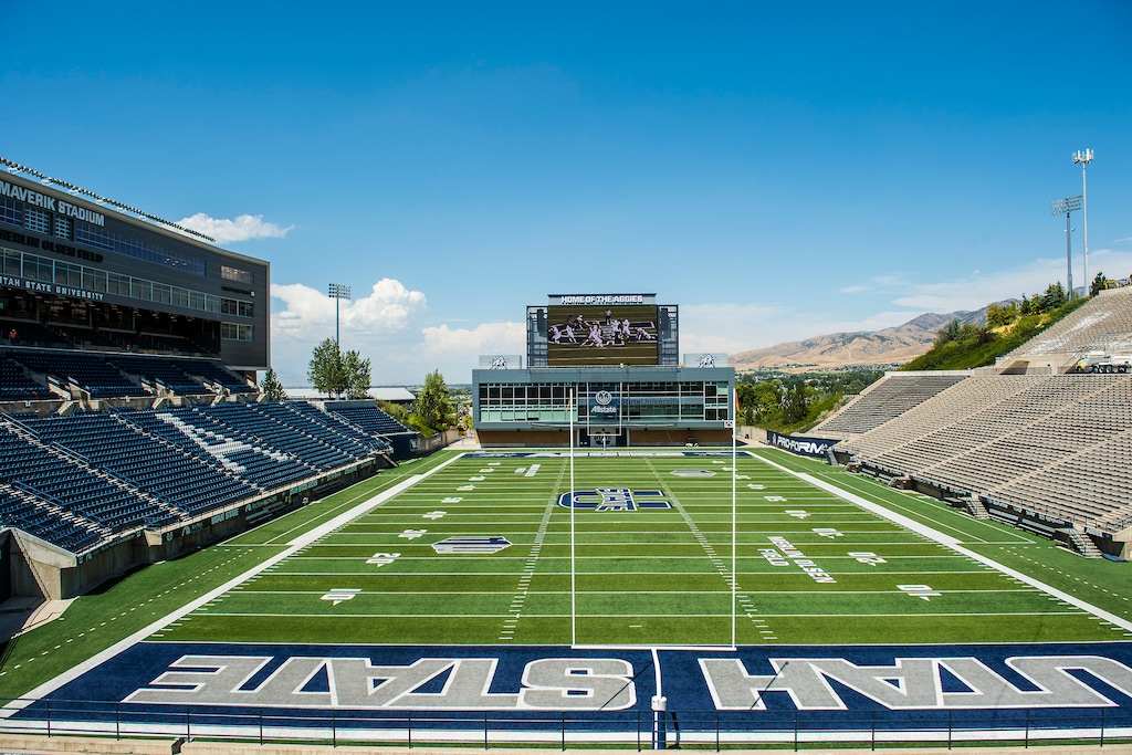 (Chris Detrick  |  Tribune file photo)  Merlin Olsen Field at Maverik Stadium at Utah State University on Wednesday, Aug. 17, 2016.
