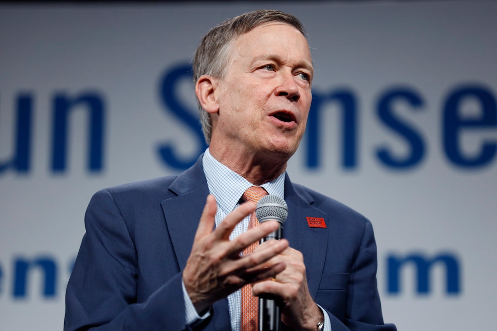 (Charlie Neibergall | AP file photo) In this Aug. 10, 2019 photo, then Democratic presidential candidate former Colorado Gov. John Hickenlooper speaks at the Presidential Gun Sense Forum, in Des Moines, Iowa. Former Colorado Gov. Hickenlooper said Thursday, Aug. 22, that he will run for the U.S. Senate, becoming the immediate front-runner in a crowded Democratic field vying for the right to challenge Republican incumbent Cory Gardner.