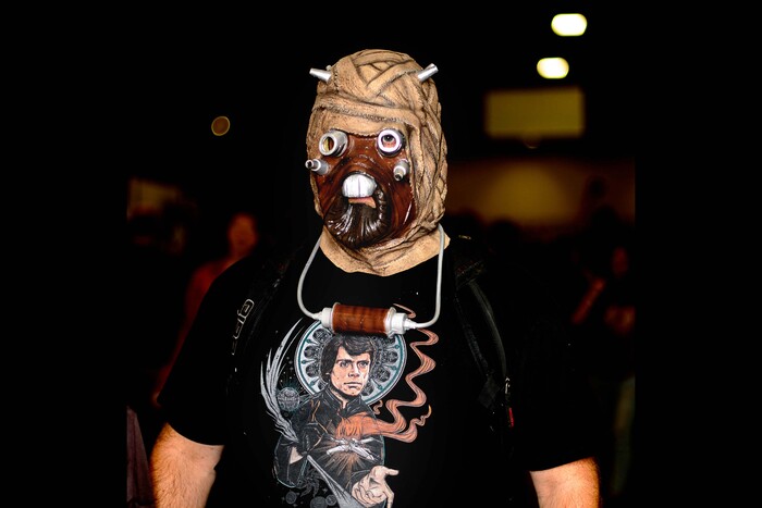 (Trent Nelson | The Salt Lake Tribune)  Faces of cosplayers and normals as the crowds stream into Salt Lake Comic Con, Thursday September 21, 2017.