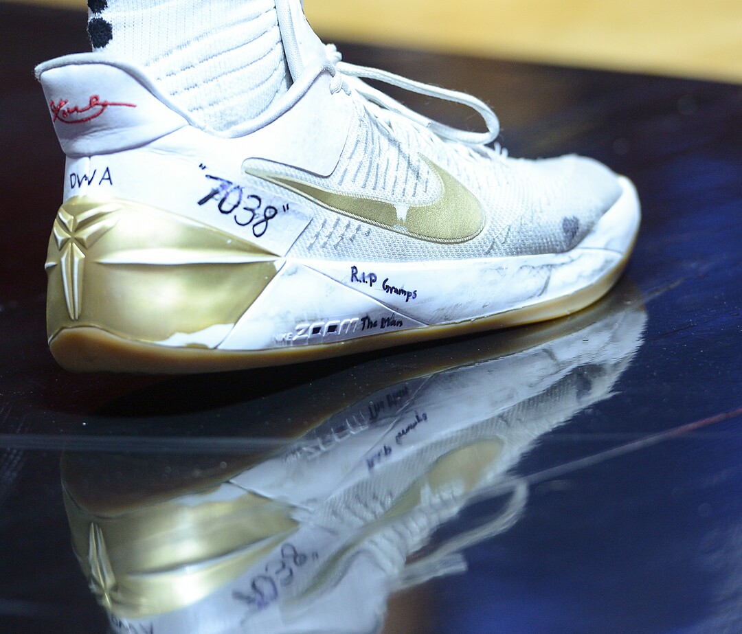 (Leah Hogsten  |  The Salt Lake Tribune) Lone Peak's Steven Ashworth's (03) shoe. Lone Peak defeated Pleasant Grove 61-44 to win the 6A High School BoysÕ Basketball Tournament Championship at the Jon M. Huntsman Center in Salt Lake City, Saturday, March 3, 2018. 