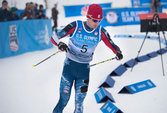 (Scott Sommerdorf   |  The Salt Lake Tribune)   
Bryan Fletcher on his way to winning the Nordic Combined Olympic Trials in Park City, Saturday, December 30, 2017.