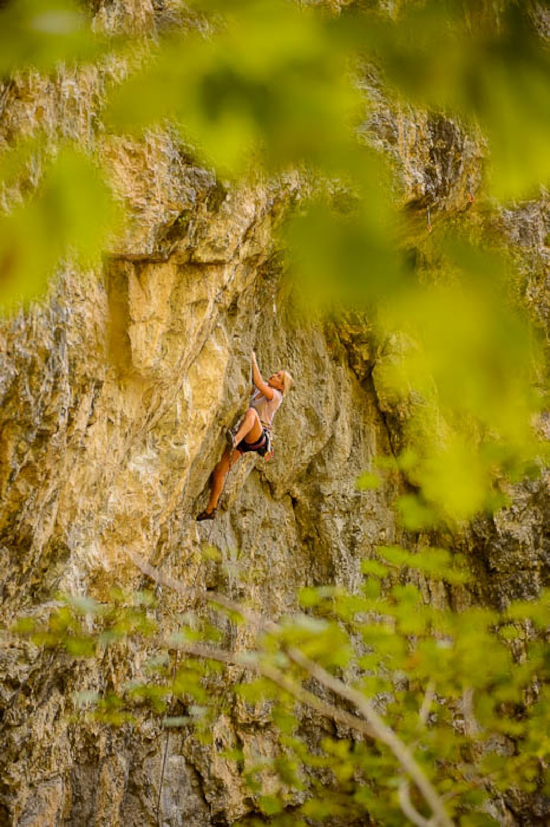 (Trent Nelson | The Salt Lake Tribune)  
Victoria Brunner rock climbing in American Fork Canyon, Tuesday July 17, 2018.