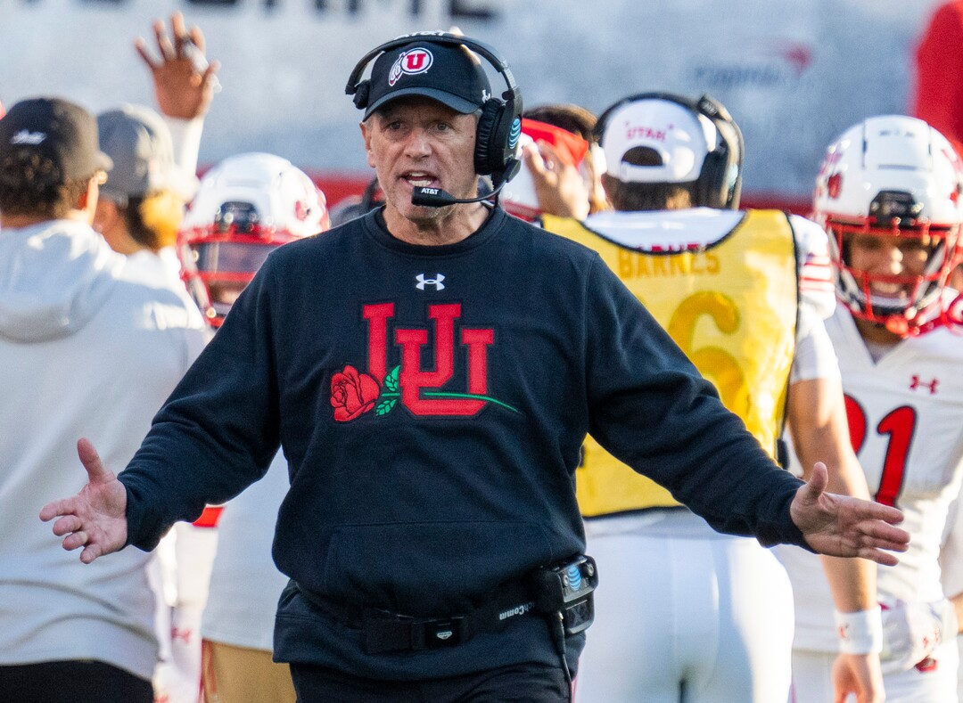 (Rick Egan | The Salt Lake Tribune)   Utah Utes head coach Kyle Whittingham, in football action between Utah Utes and Ohio State Buckeyes in the Rose Bowl in Pasadena, on Saturday, January 1, 2022.