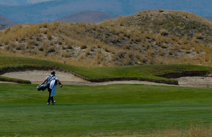 (Francisco Kjolseth  |  The Salt Lake Tribune)  A mixture of local pros and nationwide travelers make their annual attempt to qualifying for the Utah Championship on the Web.com Tour and a shot to play in a PGA Tour-brand event at Talons Cove Golf Course in Saratoga Springs on Monday, July 7, 2018. Only 12 players advance from a field of roughly 140.