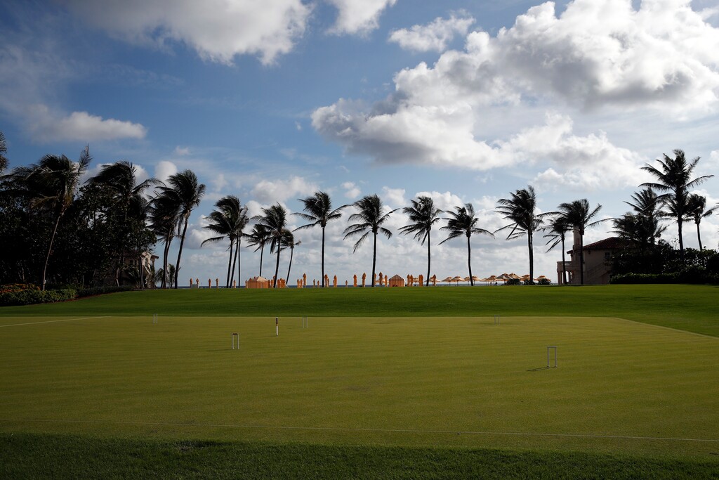 (Alex Brandon | The Associated Press) The palm trees, beach, and a croquet set are seen at President Donald Trump's private club Mar-a-Lago, on Thanksgiving, Thursday, Nov. 23, 2017, in Palm Beach, Fla.