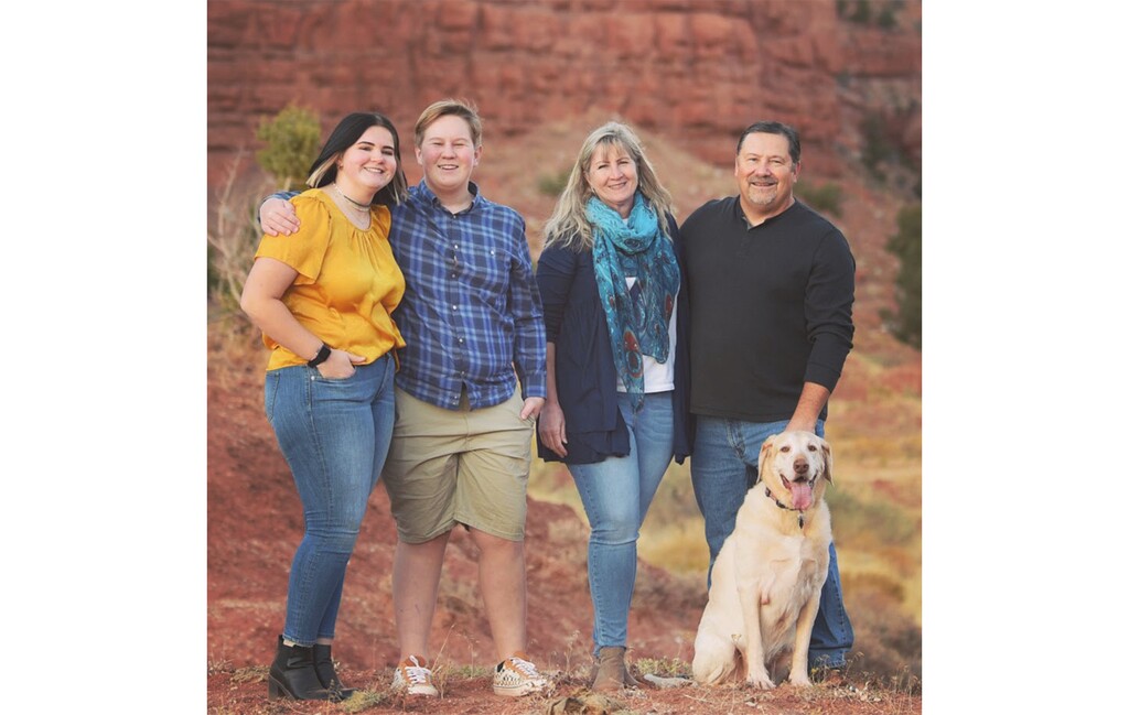 (Photo courtesy of the Schaerer family) The Schaerer family — from left: children Catherine and Max; and parents Jennifer and Marc — moved from Draper to Kanab during the COVID-19 pandemic.